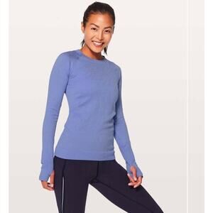 Lululemon Floral Textured Rest Less Pullover Long Sleeve Top Sz 4 Hydrangea Blue